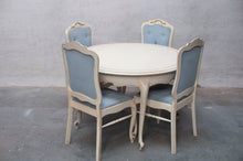 Load image into Gallery viewer, Louis XV dining room table with four chairs.
