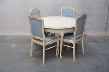 Load image into Gallery viewer, Louis XV dining room table with four chairs.
